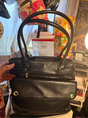 Black Leather Tote Bag - Classic Women's Handbag